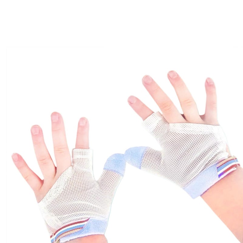 HS&ROXIN Thumb Sucking Guard for Kids with Finger Sucking Guard Gloves to Stop Thumb Sucking Deterrent Gloves for Ages 6 Months to 8 Years (Blue, M) - Image 1
